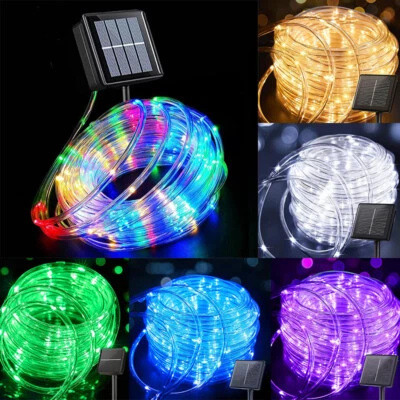 Solar Rope LED String Fairy Lights Strip Waterproof Outdoor Garden Party Decor - Image 1 of 4