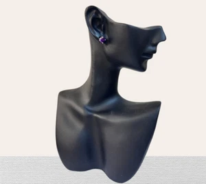 orecchini donna argento 925 rodiato anallergico zircone punto luce zircone viola - Foto 1 di 1