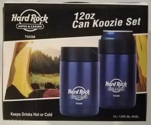 Hard Rock Hotel Casino Tulsa Can Koozie Juego de 2, Caliente o Frío 12 OZ Azul con Logo - Imagen 1 de 4