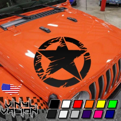 Hood Distressed Star for Jeep Wrangler JK TJ YJ Vinyl Decal Sticker Foto 1 de 3