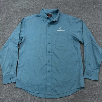 Red House Audio Technica Shirt Mens S Blue Microcheck Logo Long Sleeve Button Up - Image 1 of 4