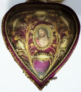 Vintage Antique Purple Multiple Relic Reliquary St Felcia, St Vincent De Paul + - Picture 1 of 10