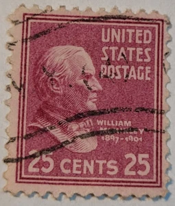 Estampilla postal de Estados Unidos ~ William McKinley ~ 1897-1901 ~ sello rojo de 25¢ ~ J12 - Imagen 1 de 6