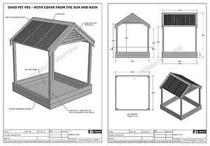POZO DE ARENA CON CUBIERTA DE SOMBRA DEL SOL Y LA LLUVIA - ¡TIEMPO DE JUEGO! - (Planos de construcción V01) - Imagen 1 de 6