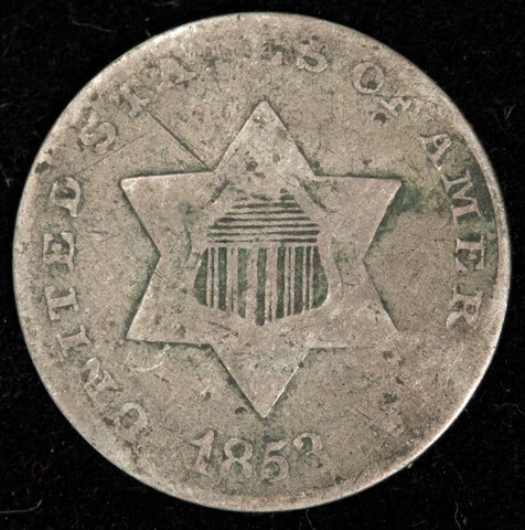 1853 Type 1 Small Star 3 Cent Silver 3C Item#J9635 Cover