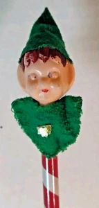 Vtg Pencil Pixie Elf Sprite Knee Hugger Christmas Wood Felt Plastic See Photos - Picture 1 of 9