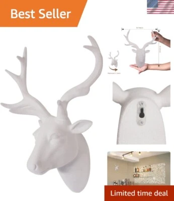 Animal Head Wall Art, Deer head Wall Decor, White Fake Furry/Felt/Velvety Res... - Image 1 of 4