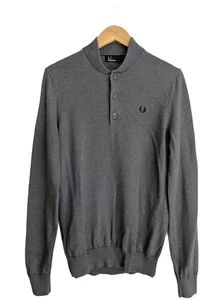 Fred Perry para hombre suéter henley camisa jersey pequeño gris - Imagen 1 de 5