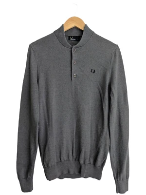 Fred Perry para hombre suéter henley camisa jersey pequeño gris - Imagen 1 de 4