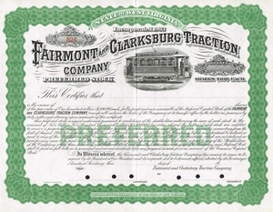 USA FAIRMONT AND CLARKSBURG TRACTION COMPANY stock certificate/bond - Picture 1 of 1