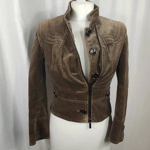 Karen Millen Damen Cropped Military Style Jacke UK 8 Y2K Braun Samt Cord - Bild 1 von 24