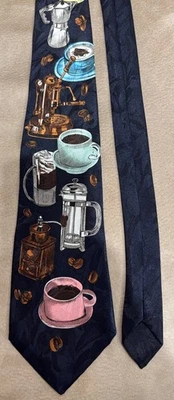 CORBATA CUELLO VINTAGE A. ROGERS 100% POLIÉSTER AMANTES DEL CAFÉ Foto 1 de 2