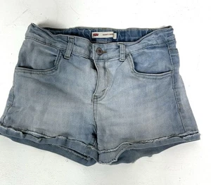 Levi’s Girls Denim Shorty Shorts Mid Rise Adjustable Waistband Logo Size 12 Reg - Picture 1 of 10