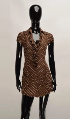 Y2K Sass & Bide оборки декольте шелк мини-платье - носили Джессика Симпсон размер 0 - Изображение 1 из 4