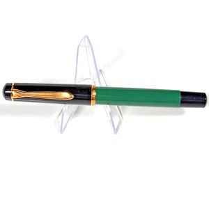 Vtg West Germany Pelikan M150 Green Black Fountain Pen SS Gold Plated Nib M NOS! - Picture 1 of 13