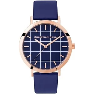 Christian Paul GR-07 Bridport Grill Rosegold Tone Grid Line Blue Slim Herrenuhr - Bild 1 von 3