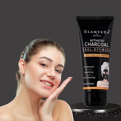 Glamveda Activated Charcoal Peel Off Mask Deep Cleansing Remove Blackheads 100ml - image 1 of 4