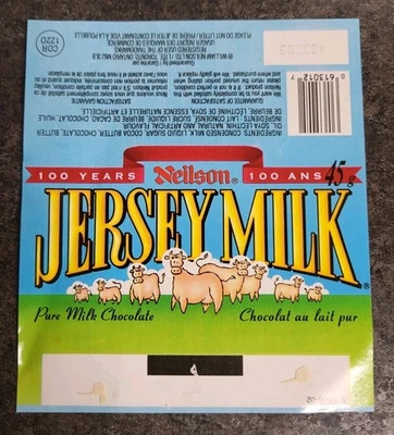 1993 NEILSON JERSEY MILK Chocolate Wrapper CANADA 100th Anniversary  - Image 1 of 2