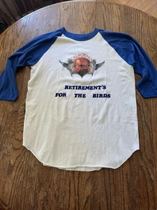 Vintage 80s Swallows Retirement California Iron On Raglan T-Shirt Adult L - Picture 1 of 8