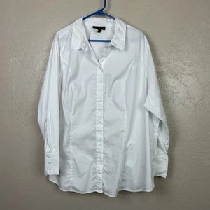 Camisa LANE BRYANT Talla 26 Botón Delantero Manga Larga Elástica Algodón Blanca - Imagen 1 de 9
