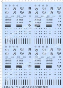 1/16 US Army M1A2 Abrams Tank Panzer Markings Model Kit Water Slide Decal Black - Picture 1 of 1