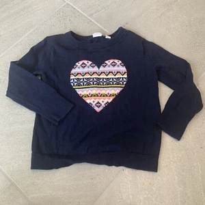 Gap Kids Girls Navy Knit Sweater With Heart Sixe XS - Picture 1 of 5