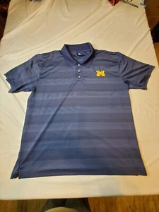 Michigan Wolverines Shirt Collar Lightweight Blue Stripe Mens 2XL 25.5x30 KA - Picture 1 of 13