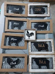 Farmhouse Mini Signs Farm Animals Chicken Wire - Picture 1 of 1