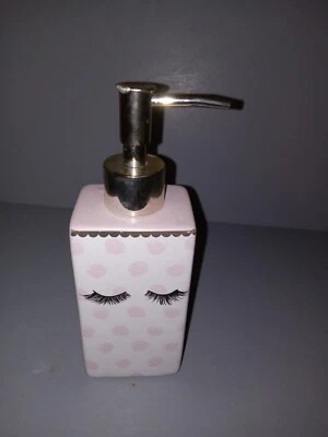 Bathroom Soap Lotion Dispenser Pink White Gold Black Eyelash Design - Image 1 of 4