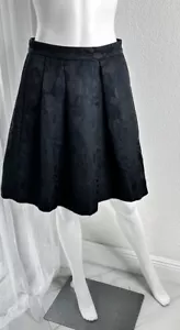 BANANA REPUBLIC Falda Algodón Poliéster Plisada Floral Negra Talla 2 Petite - Imagen 1 de 7