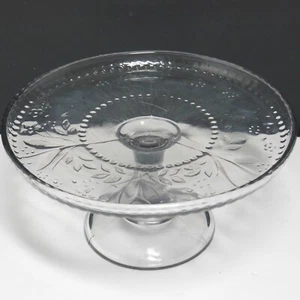 Nova Scotia Glass Starflower Cake Stand Stippled Violets EAPG Antique 8 7/8 Inch - Picture 1 of 6