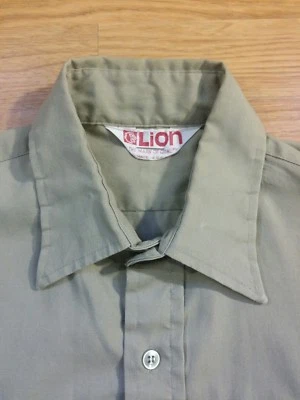 复古消防员制服 2 口袋衬衫男式 M 美国罕见狮子高品质面料 — 第 1/4 张图片