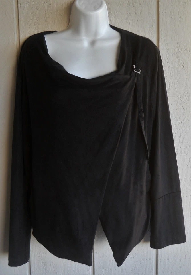 Womens Medium NY&C New York & Co Black Cropped Wrapped Faux Suede Jacket Bust 40 - Image 1 of 4