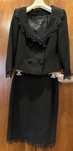 Vintage Escada Jacket & Skirt Suit Set Size 38 40 Gorgeous Crochet Trim Detail - Picture 1 of 7
