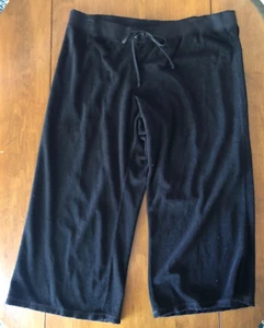 Pantalones cómodos nuevos con etiquetas Juicy Couture talla grande 2X capri de terciopelo negro recortados pierna ancha - Imagen 1 de 7
