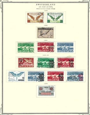 SWITZERLAND AIR MAILS 1929-1972 SC. # C13-C15, C16-C26 & OTHERS ALL USED - Image 1 of 4