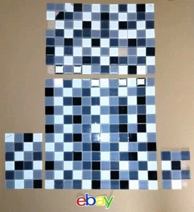 1 PC + Remnants Black White Gray Glass Mosaic 12.5x12.5 Tile Shop 7/8"x7/8 - Picture 1 of 4