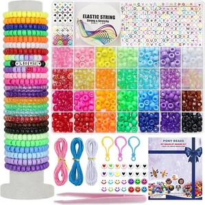 NEW 28 Color DIY Crafts Gifts for Girls Beading Kits 1200PCS Pony Beads Bracelet - Picture 1 of 7