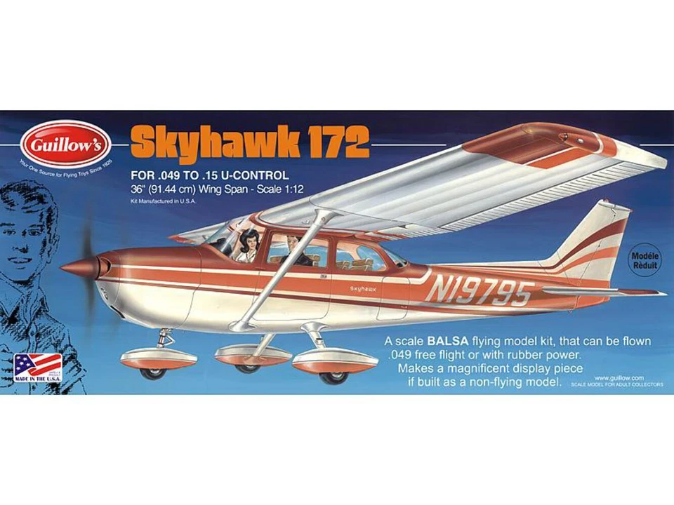 Guillows Cessna Skyhawk 172 Detailed Balsa Model Kit 914mm WS, #GUILL802 - Image 1 of 1