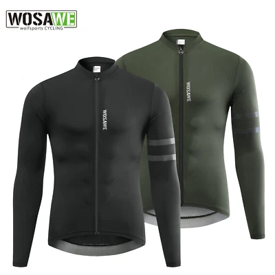 WOSAWE Mens Cycling Jersey Pants Outfit 4D Padded Trousers Long Sleeve Bike Set - Image 1 of 4