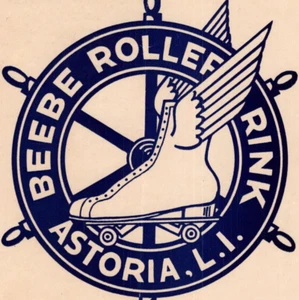 1950s Beebe Roller Skating Rink Sticker Label Decal Astoria Long Island New York - Picture 1 of 3