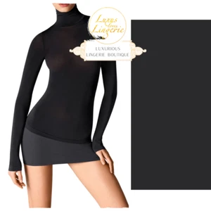 BUENOS AIRES PULLOVER by Wolford XS Black Schwarz Hoch geschlossen Transparent