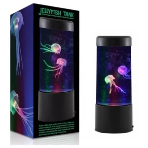 Retro Round Aquatic LED Mini Jelly Fish Tank Water Lamp Mood Night Light Gift  - Picture 1 of 4