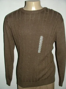 NEW WT OSCAR DE LA RENTA CREWNECK SWEATER SIZE XL COTTON ACRYLIC BROWN #120 - Picture 1 of 7