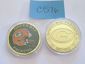 GREEN BAY PACKERS COLOR/GOLD TONE COLLECTOR COIN POKER TOPPER CHALLENGE C576 - Picture 1 of 1