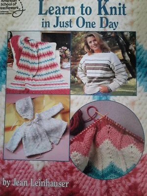 Learn to Knit in Just One Day от Jean Leinhauser (1994, книга в мягкой обложке) - Изображение 1 из 4