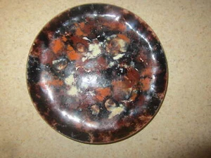 Vintage Bovano Enamel Over Copper Round Abstract Trinket Dish 5 " - Picture 1 of 4