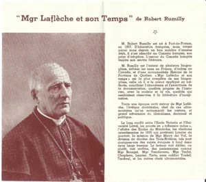 ANCIENNE PUBLICITÉ DU LIVRE -Mgr LaFLÈCHE ET SON TEMPS-ROBERT RUMILLY - Picture 1 of 2