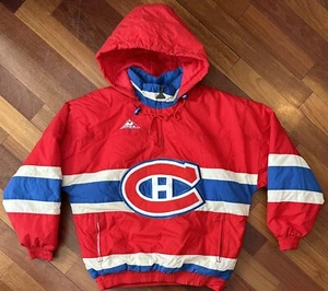 Vintage Montreal Canadians NHL Apex One 1/4 Zip Pullover Jacket Mens Size MEDIUM - Picture 1 of 12