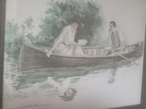 Antique Howard Chandler Christy Lithograph Print In Deep Water Scribners N.Y. - Picture 1 of 9